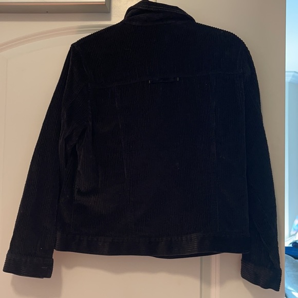 J Jill black Corduroy jacket with crystal flower buttons medium - Picture 6 of 7